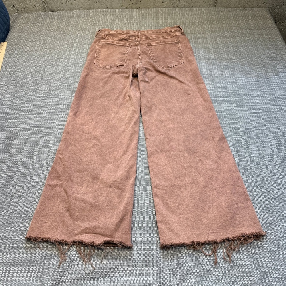 Kut from the Kloth Meg Fab Ab Wide Leg Jeans 6 Mauve High Rise Raw Hem - Picture 5 of 11